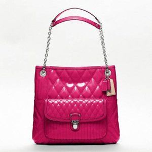 COACH Poppy pink liquid slim gloss bag / purse
